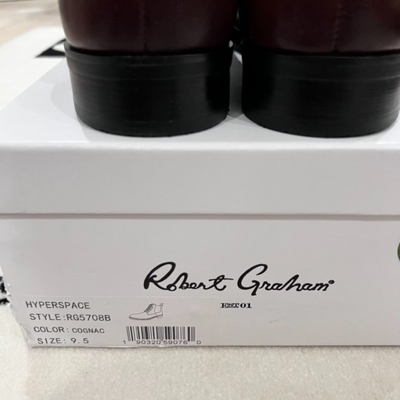 Robert Graham Hyperspace Skull & Logo Embossed Leather Lace Up Boots - Picture 5 of 6